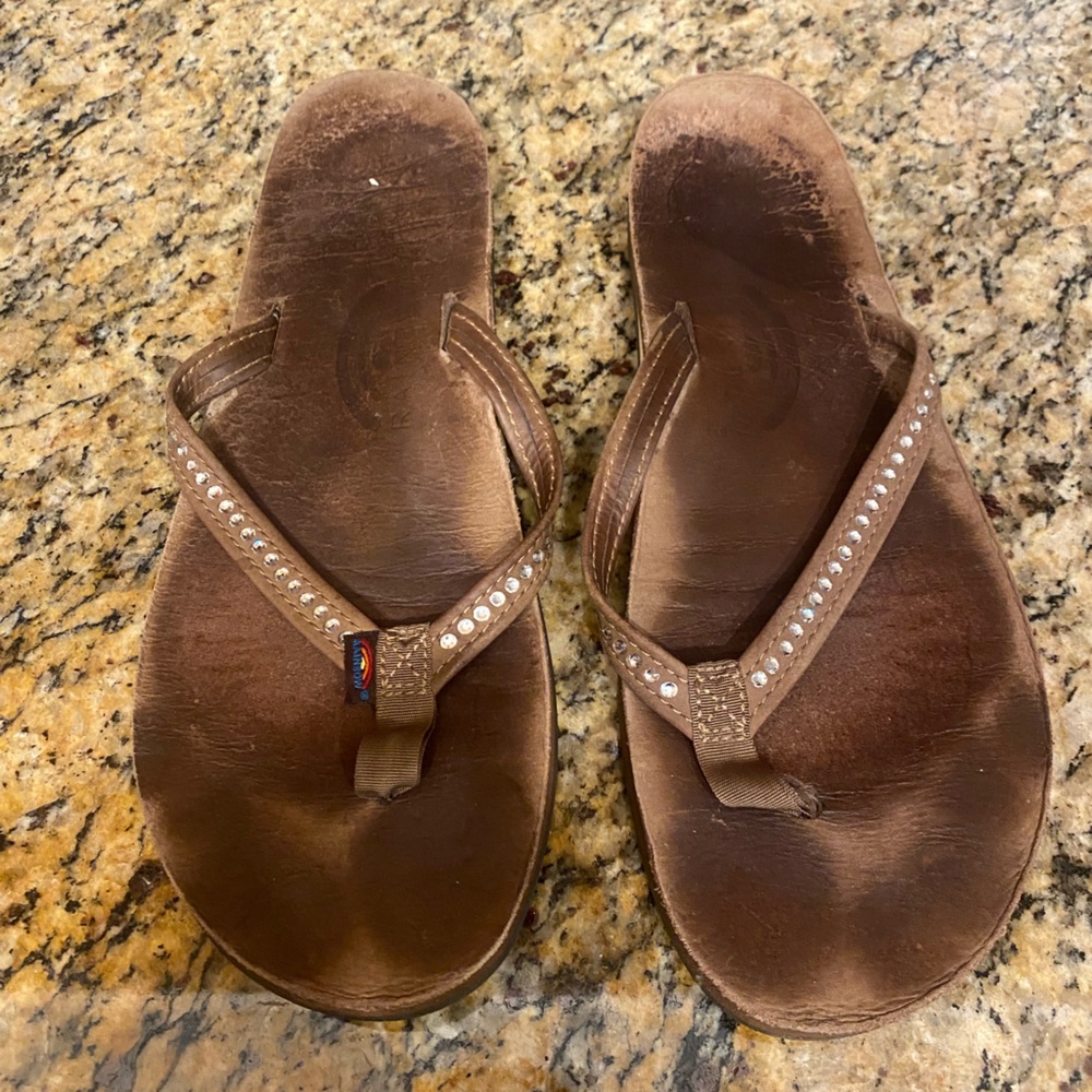 Rainbow flip flops